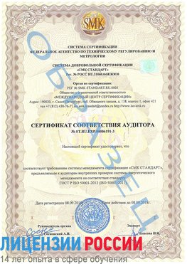 Образец сертификата соответствия аудитора №ST.RU.EXP.00006191-3 Песьянка Сертификат ISO 50001